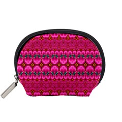 Boho Bright Pink Floral Accessory Pouch (small) by SpinnyChairDesigns