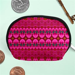 Boho Bright Pink Floral Accessory Pouch (medium) by SpinnyChairDesigns