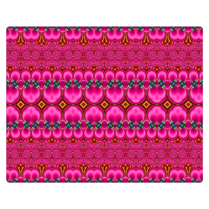 Boho Bright Pink Floral Double Sided Flano Blanket (Medium) 