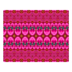 Boho Bright Pink Floral Double Sided Flano Blanket (large)  by SpinnyChairDesigns