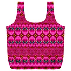 Boho Bright Pink Floral Full Print Recycle Bag (xxxl) by SpinnyChairDesigns