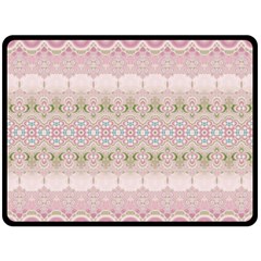 Boho Pastel Spring Floral Pink Fleece Blanket (large)  by SpinnyChairDesigns