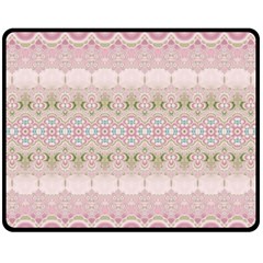 Boho Pastel Spring Floral Pink Fleece Blanket (medium)  by SpinnyChairDesigns