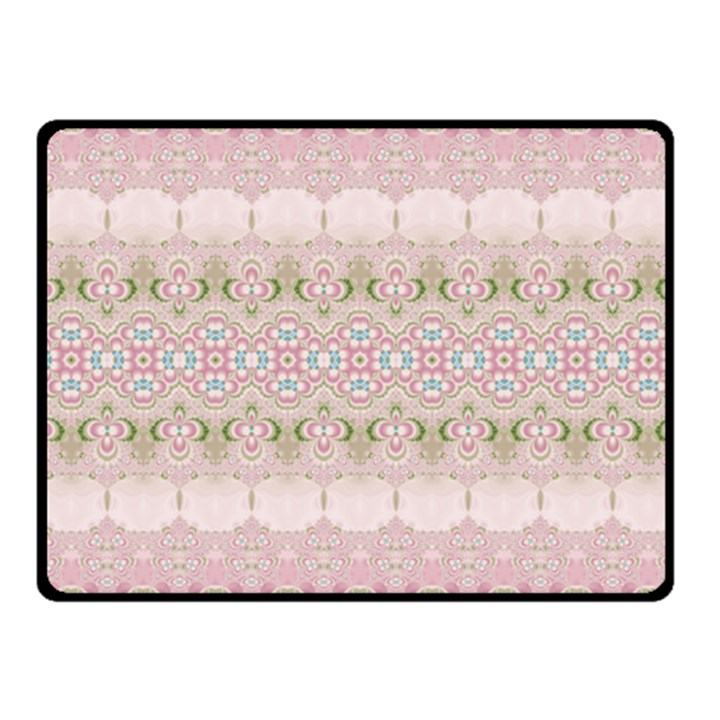 Boho Pastel Spring Floral Pink Fleece Blanket (Small)