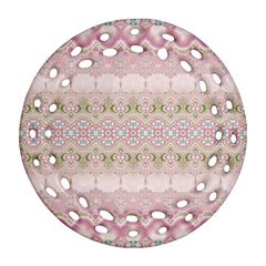 Boho Pastel Spring Floral Pink Ornament (round Filigree) by SpinnyChairDesigns