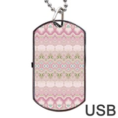 Boho Pastel Spring Floral Pink Dog Tag Usb Flash (one Side) by SpinnyChairDesigns