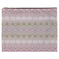 Boho Pastel Spring Floral Pink Cosmetic Bag (xxxl) by SpinnyChairDesigns