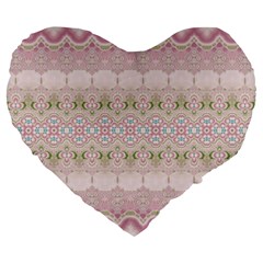 Boho Pastel Spring Floral Pink Large 19  Premium Heart Shape Cushions by SpinnyChairDesigns