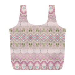 Boho Pastel Spring Floral Pink Full Print Recycle Bag (l) by SpinnyChairDesigns