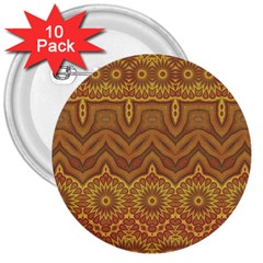 Boho Sunflower Print 3  Buttons (10 Pack)  by SpinnyChairDesigns