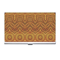 Boho Sunflower Print Business Card Holder by SpinnyChairDesigns