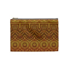 Boho Sunflower Print Cosmetic Bag (medium) by SpinnyChairDesigns