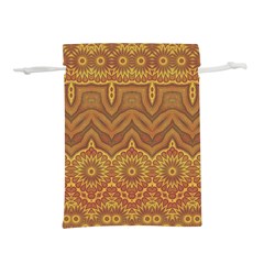 Boho Sunflower Print Lightweight Drawstring Pouch (l) by SpinnyChairDesigns