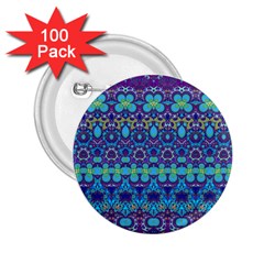 Boho Purple Blue Teal Floral 2 25  Buttons (100 Pack)  by SpinnyChairDesigns