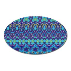 Boho Purple Blue Teal Floral Oval Magnet by SpinnyChairDesigns