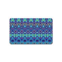 Boho Purple Blue Teal Floral Magnet (name Card) by SpinnyChairDesigns