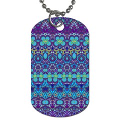 Boho Purple Blue Teal Floral Dog Tag (one Side) by SpinnyChairDesigns