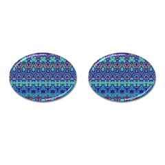 Boho Purple Blue Teal Floral Cufflinks (oval) by SpinnyChairDesigns