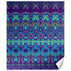 Boho Purple Blue Teal Floral Canvas 8  X 10  by SpinnyChairDesigns