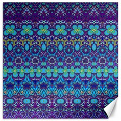 Boho Purple Blue Teal Floral Canvas 20  X 20  by SpinnyChairDesigns