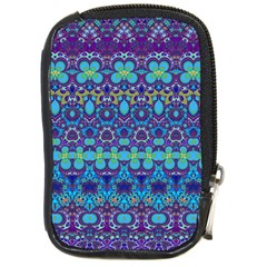 Boho Purple Blue Teal Floral Compact Camera Leather Case by SpinnyChairDesigns