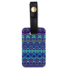 Boho Purple Blue Teal Floral Luggage Tag (one Side) by SpinnyChairDesigns