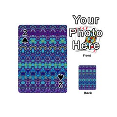 Boho Purple Blue Teal Floral Playing Cards 54 Designs (mini) by SpinnyChairDesigns