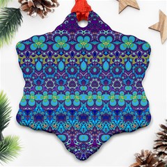 Boho Purple Blue Teal Floral Ornament (snowflake) by SpinnyChairDesigns