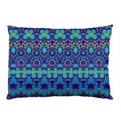 Boho Purple Blue Teal Floral Pillow Case (two Sides) by SpinnyChairDesigns