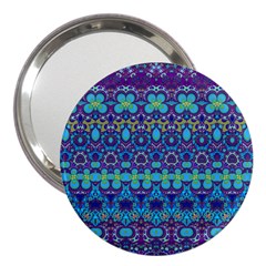 Boho Purple Blue Teal Floral 3  Handbag Mirrors by SpinnyChairDesigns