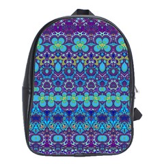 Boho Purple Blue Teal Floral School Bag (xl) by SpinnyChairDesigns