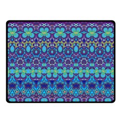 Boho Purple Blue Teal Floral Double Sided Fleece Blanket (small)  by SpinnyChairDesigns