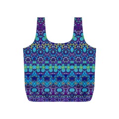 Boho Purple Blue Teal Floral Full Print Recycle Bag (s) by SpinnyChairDesigns