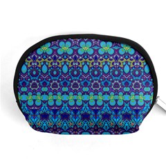 Boho Purple Blue Teal Floral Accessory Pouch (medium) by SpinnyChairDesigns