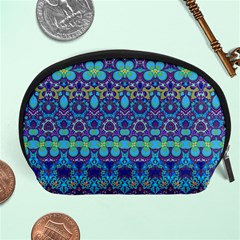 Boho Purple Blue Teal Floral Accessory Pouch (large) by SpinnyChairDesigns