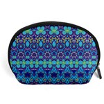 Boho Purple Blue Teal Floral Accessory Pouch (Large) Front