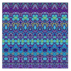 Boho Purple Blue Teal Floral Large Satin Scarf (square) by SpinnyChairDesigns