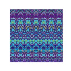 Boho Purple Blue Teal Floral Small Satin Scarf (square) by SpinnyChairDesigns