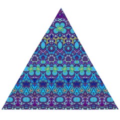 Boho Purple Blue Teal Floral Wooden Puzzle Triangle by SpinnyChairDesigns