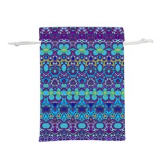 Boho Purple Blue Teal Floral Lightweight Drawstring Pouch (l) by SpinnyChairDesigns