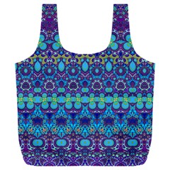 Boho Purple Blue Teal Floral Full Print Recycle Bag (xxxl) by SpinnyChairDesigns