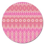 Boho Pink Floral Pattern Magnet 5  (Round) Front