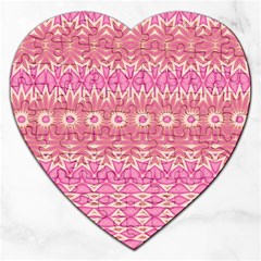 Boho Pink Floral Pattern Jigsaw Puzzle (heart) by SpinnyChairDesigns