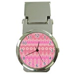 Boho Pink Floral Pattern Money Clip Watches Front