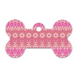 Boho Pink Floral Pattern Dog Tag Bone (One Side) Front