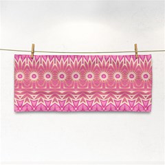 Boho Pink Floral Pattern Hand Towel by SpinnyChairDesigns