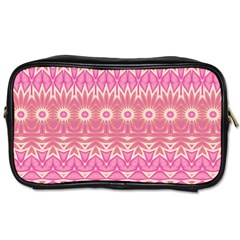 Boho Pink Floral Pattern Toiletries Bag (one Side) by SpinnyChairDesigns