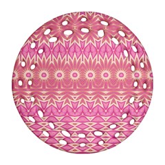 Boho Pink Floral Pattern Ornament (round Filigree)