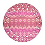 Boho Pink Floral Pattern Ornament (Round Filigree) Front