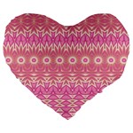 Boho Pink Floral Pattern Large 19  Premium Flano Heart Shape Cushions Front